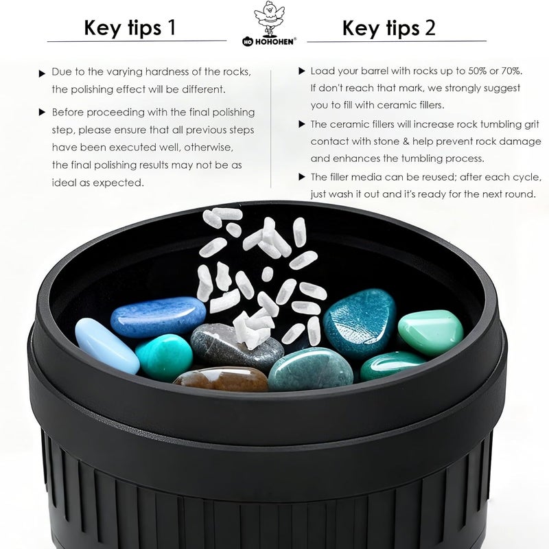 Hohohen 4Pounds Rock Tumbler Grit Kit Abrasive Media Rocks Tumbling Grit and Polish Refill Stone Polishing Silicon Carbide & Aluminum Oxide Fit for Any Rock Polisher - Image 4